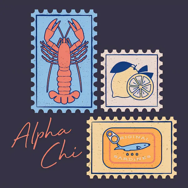 Alpha Chi Lobster Stamps
