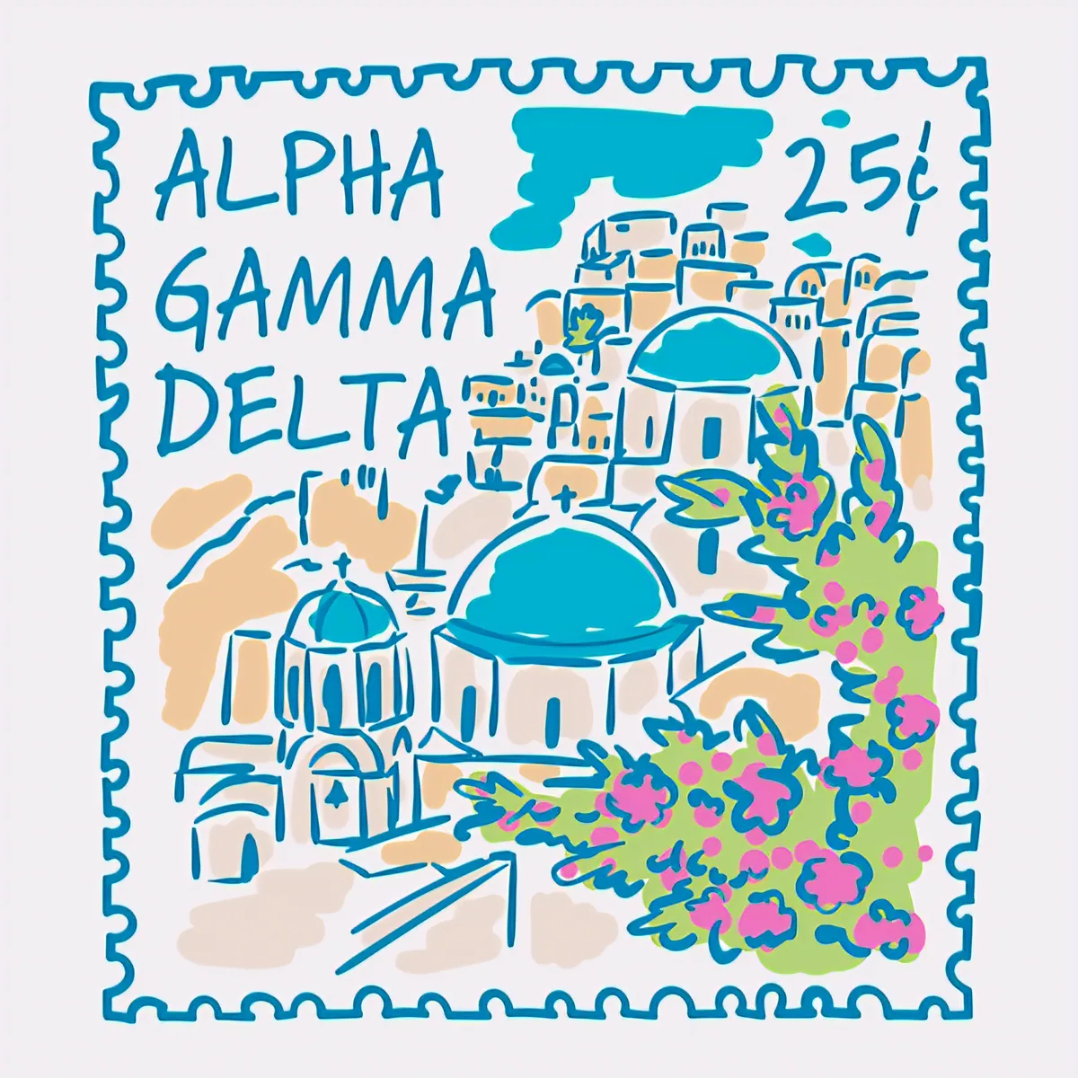 Alpha Gamma Delta Greece Stamp, front