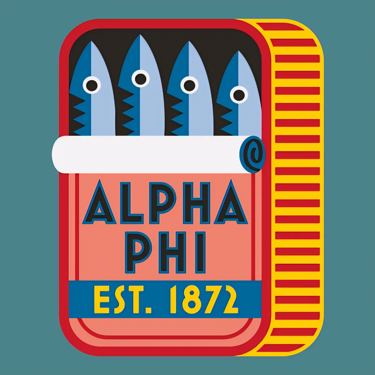 Alpha Phi Est 1872 Sardine Tin, front