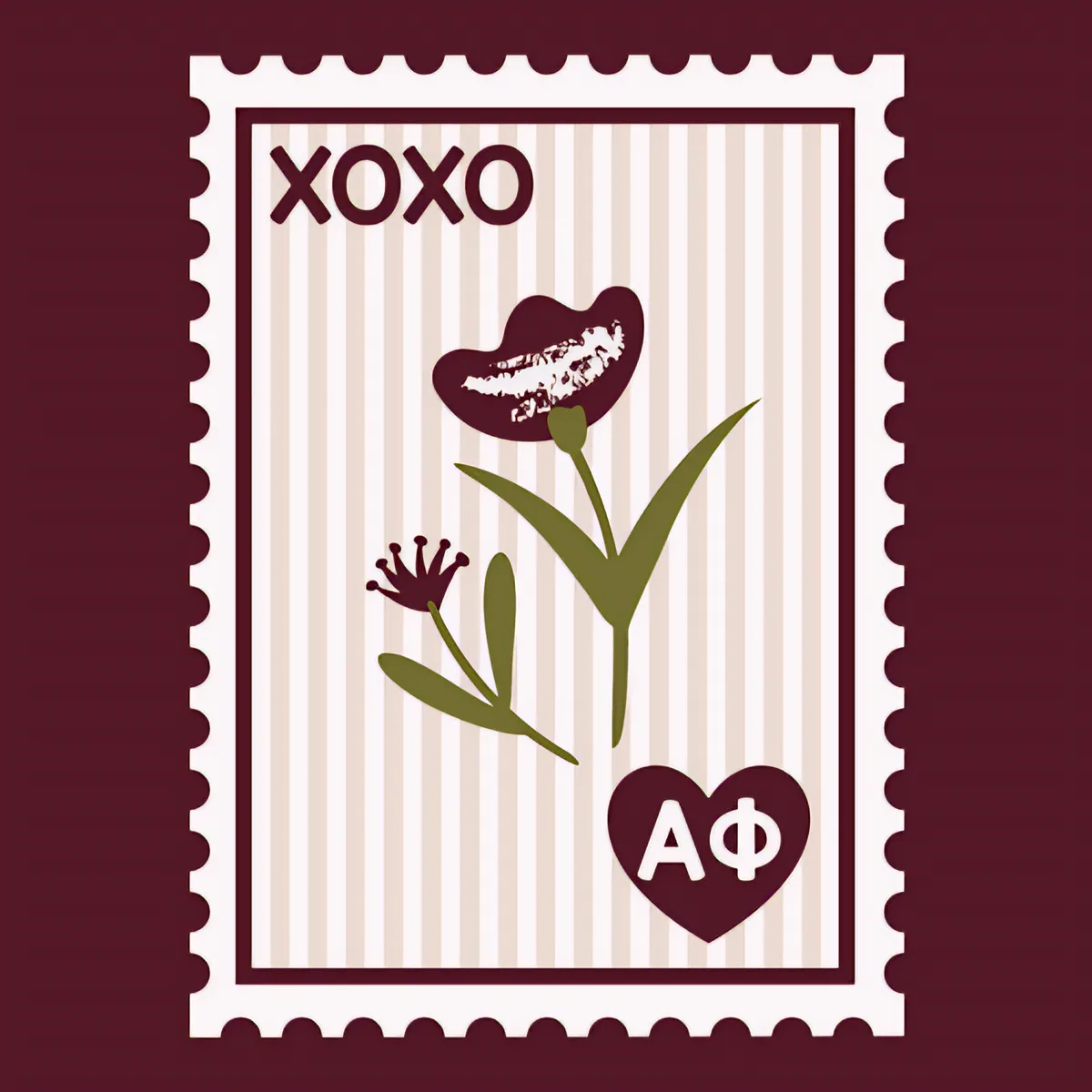 Alpha Phi XOXO Stamp, front