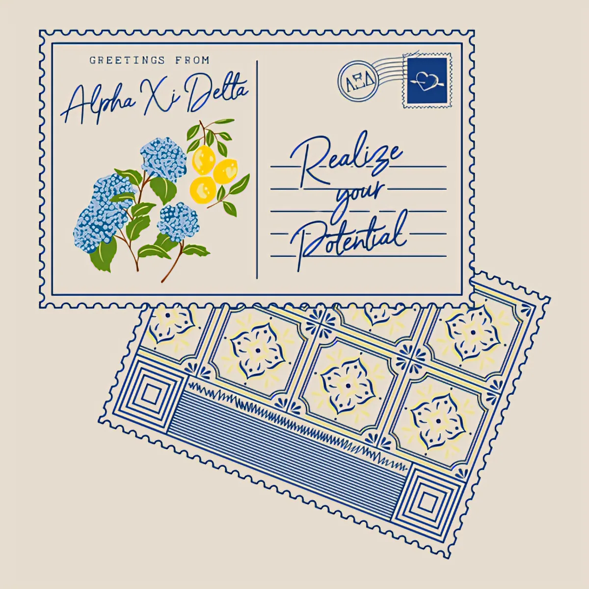 Alpha Xi Delta Realize Your Potential Postcard, front