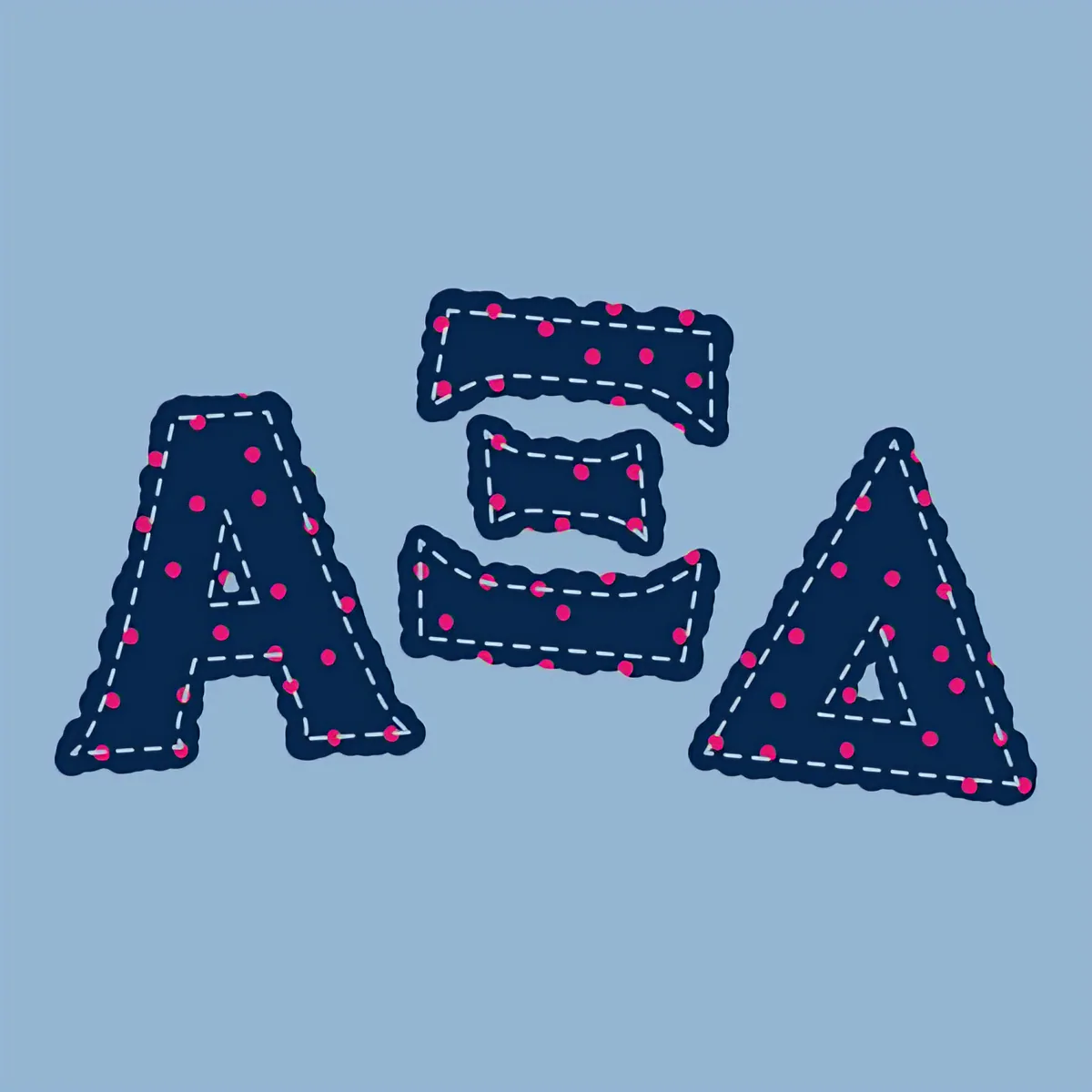 Alpha Xi Delta Stitched Letters, front