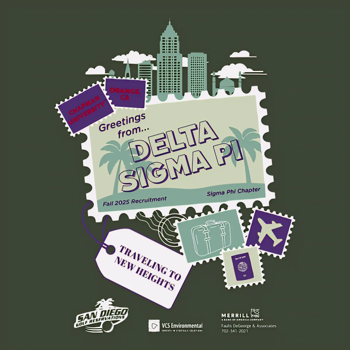 Delta Sigma Pi San Diego Stamps, back