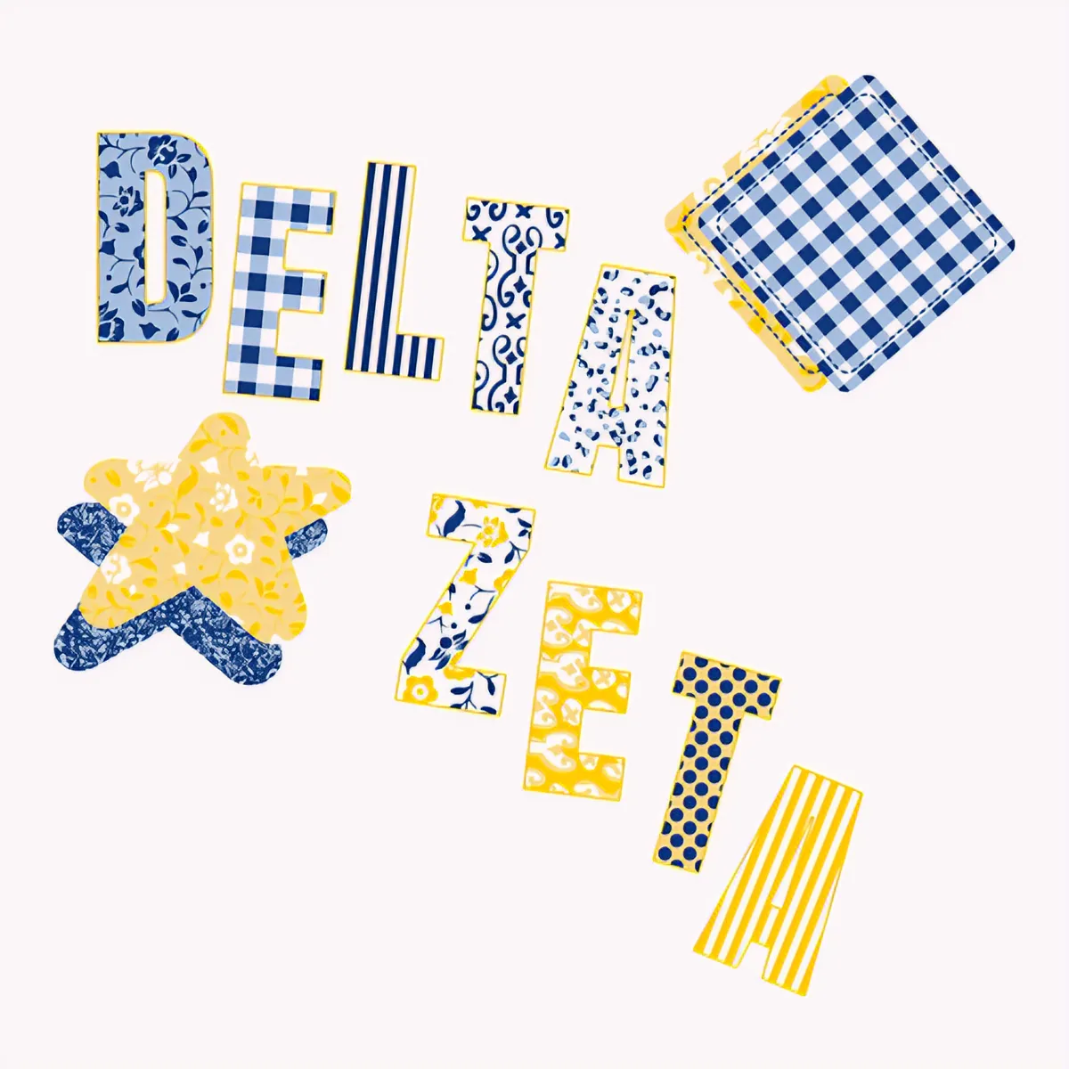 Delta Zeta Patchwork, front