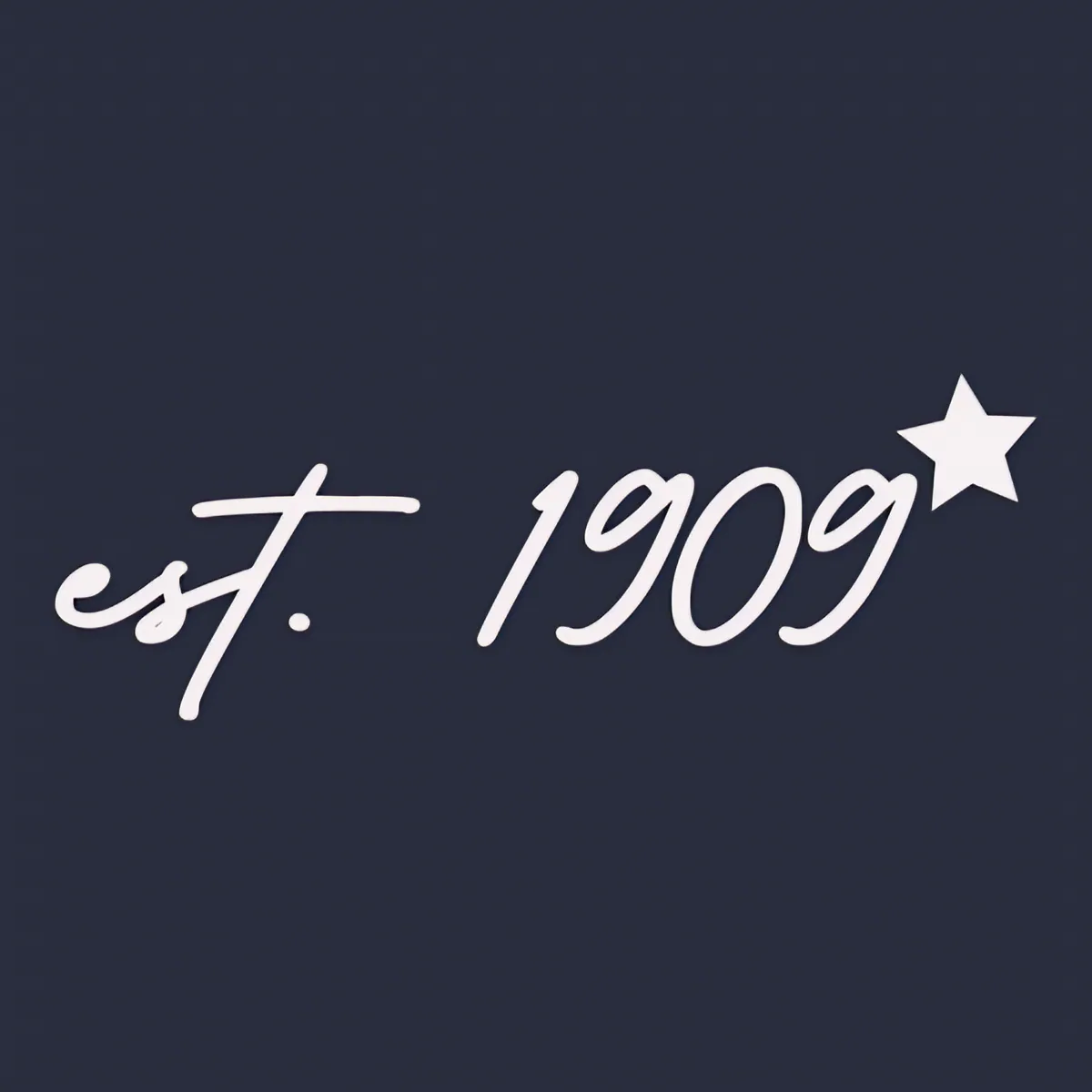 Est 1909 Star Script, front