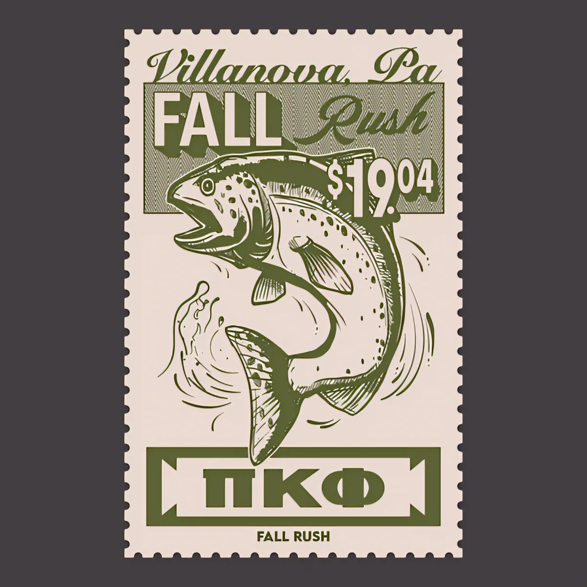 Pi Kappa Phi Villanova Fall Rush Stamp, back