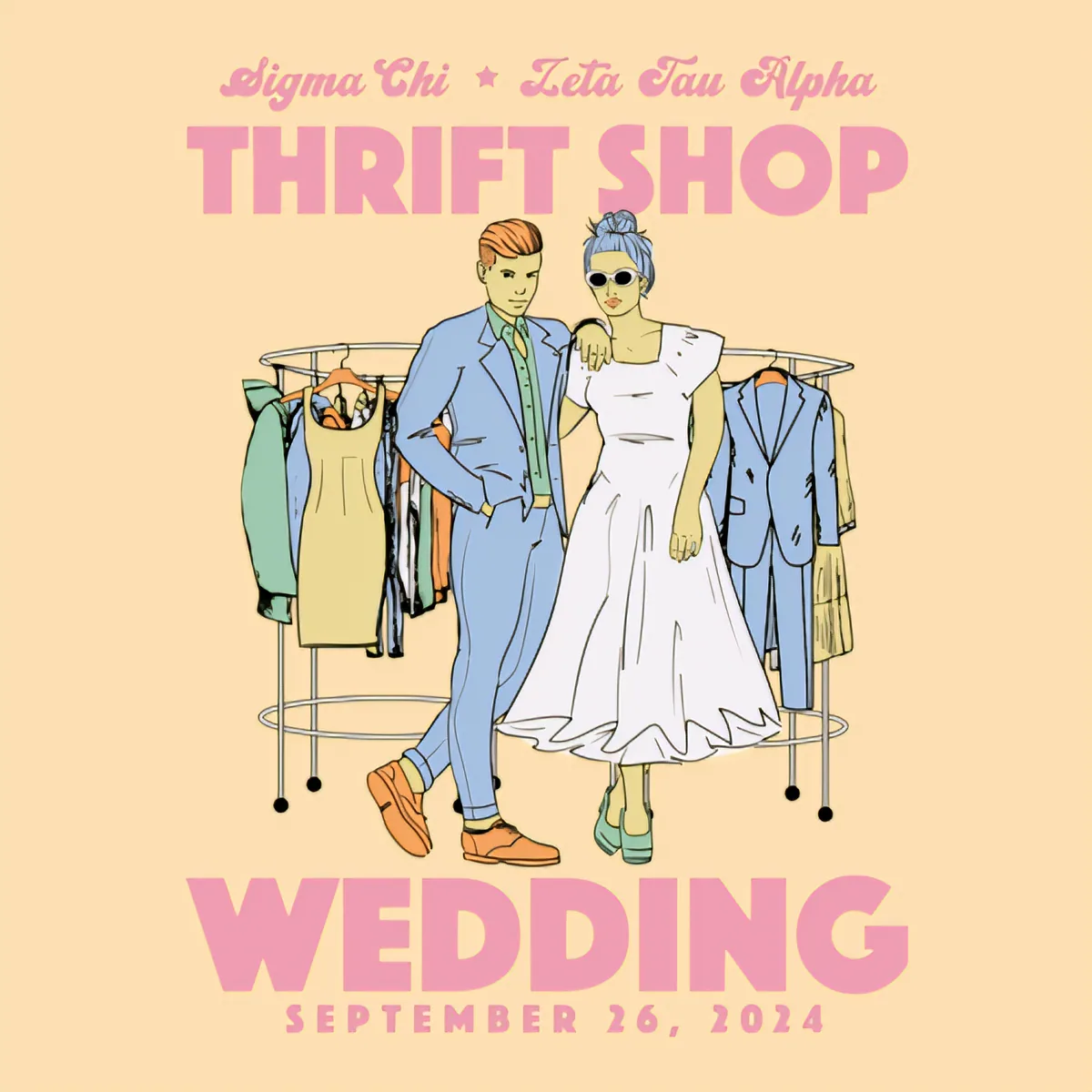 Sigma Chi Zeta Tau Alpha Thrift Shop Wedding, back