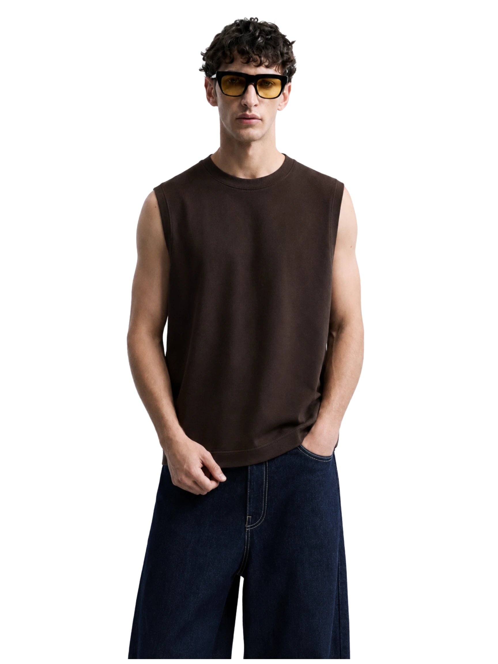 Crepe Tank Top in Espresso photo 3